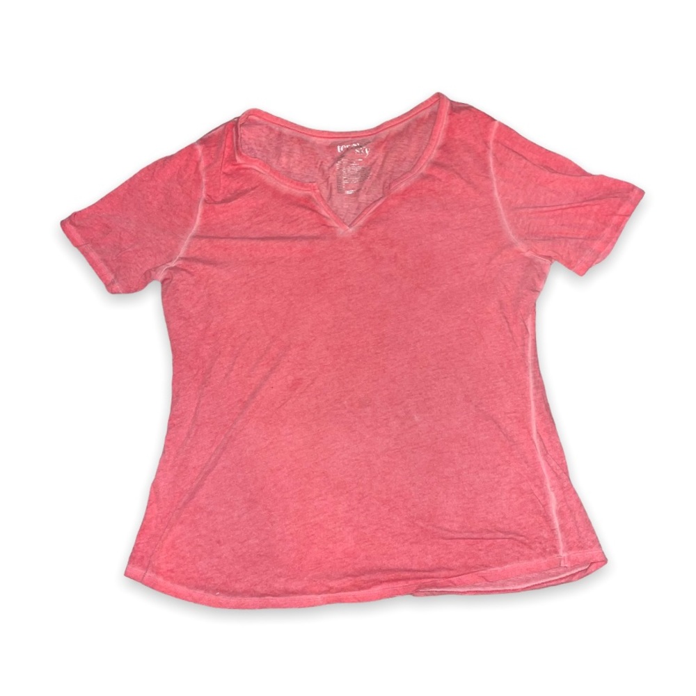Terra & Sky Red Rover Casual Cotton Polyester Women's Plus Split Neck Tee - Picture 2 of 8